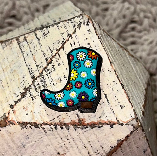 Floral Cowboy Boots Silicone Focal Bead (3 colors available)