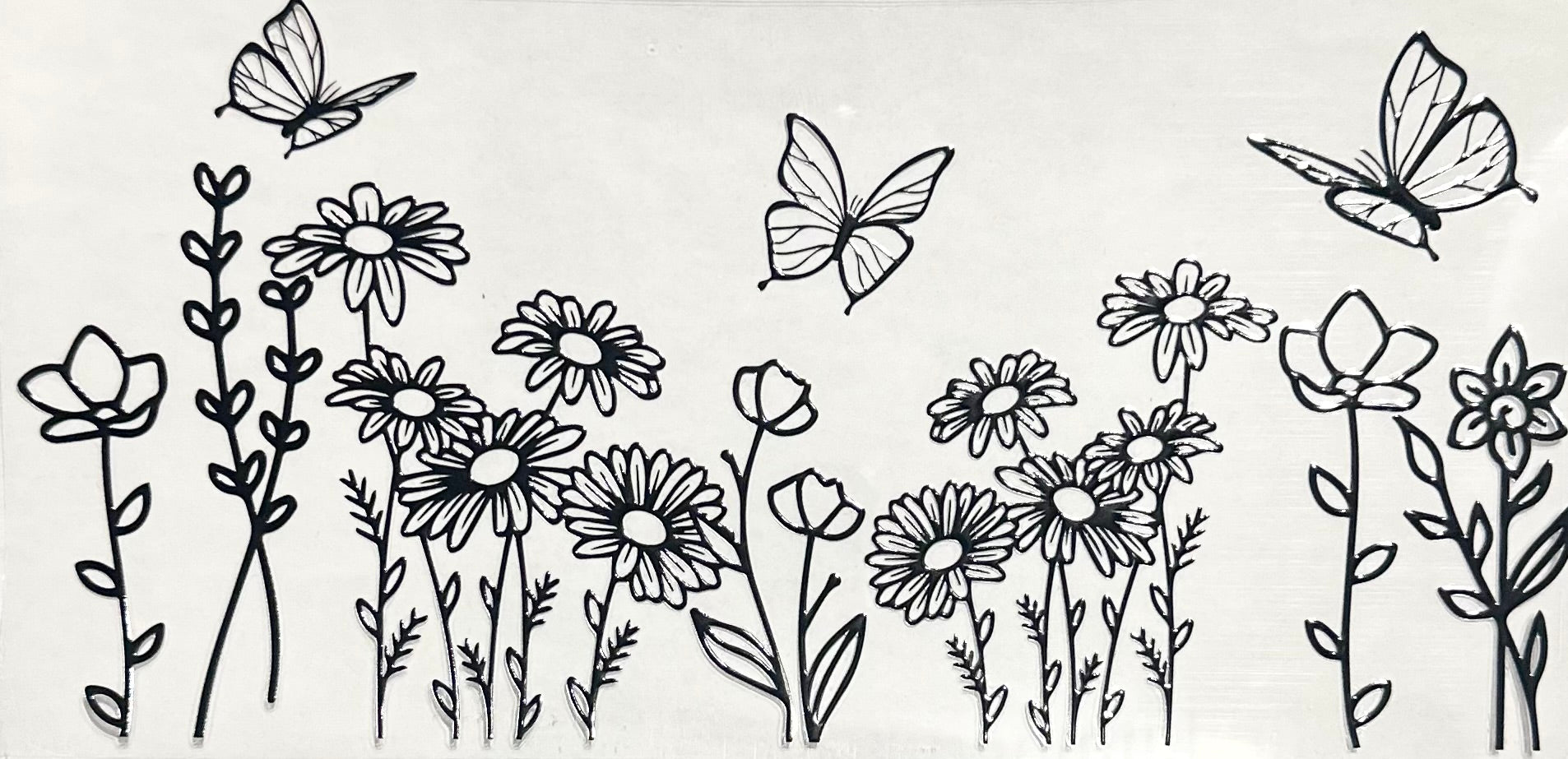 Butterflies/Daisies Black/Transperant