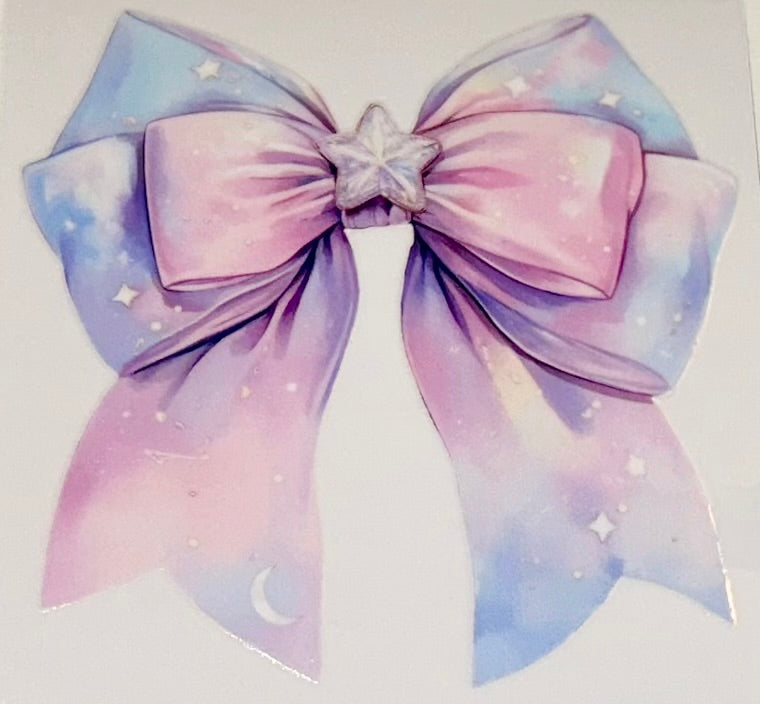 Bow~Pink/Blue Tie Dye w/Star
