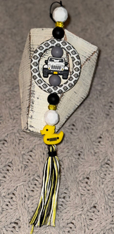 White J**p Rear View Mirror Car Charm