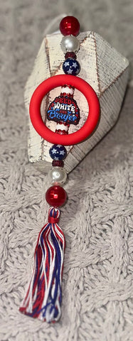 Red, White and Boujee Car Charm