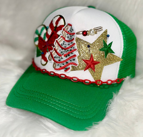 Boujee Trucker Hats~Christmas Tree Snack Cake