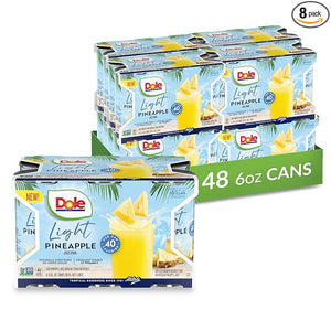 Dole Light Pineapple Juice Drink, No Added Sugar, 40 Calories Per Can