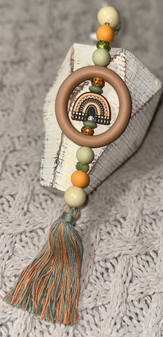 BOHO/Western Rainbow With Feathers Car Charm