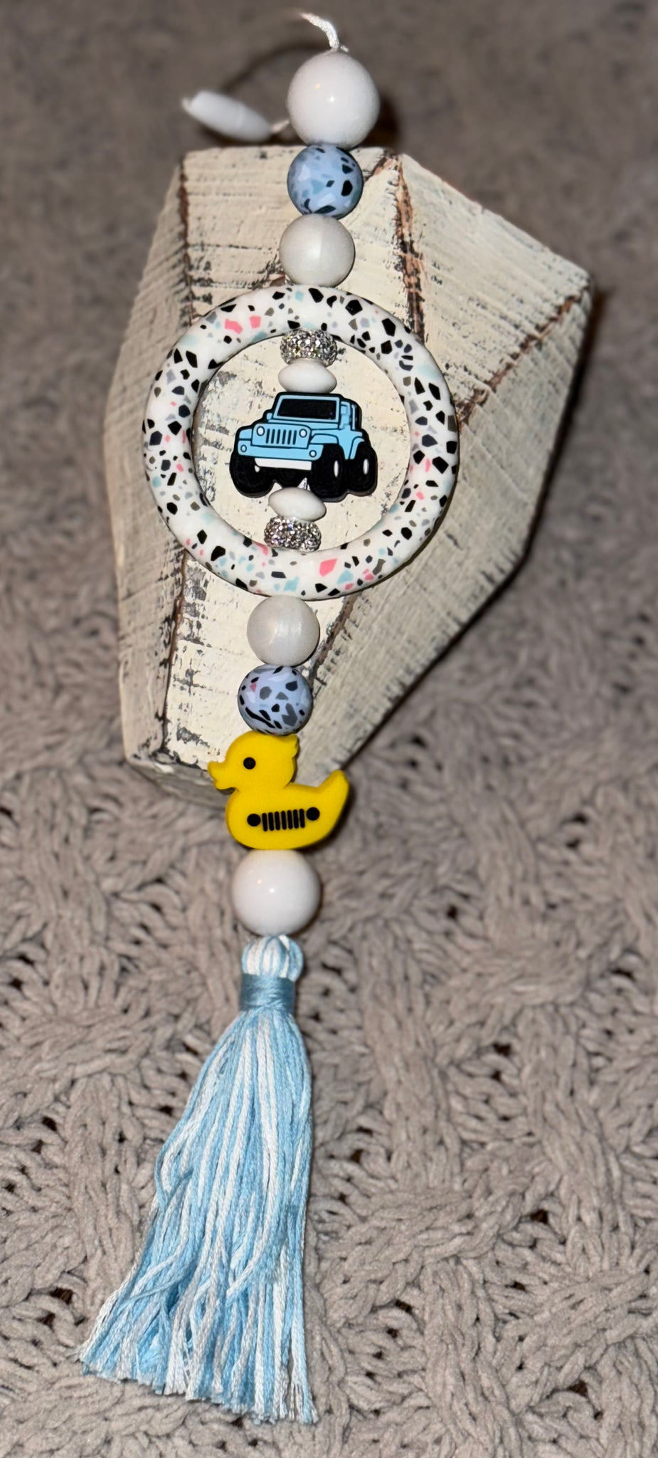 Light Blue J**p Rear View Mirror Car Charm