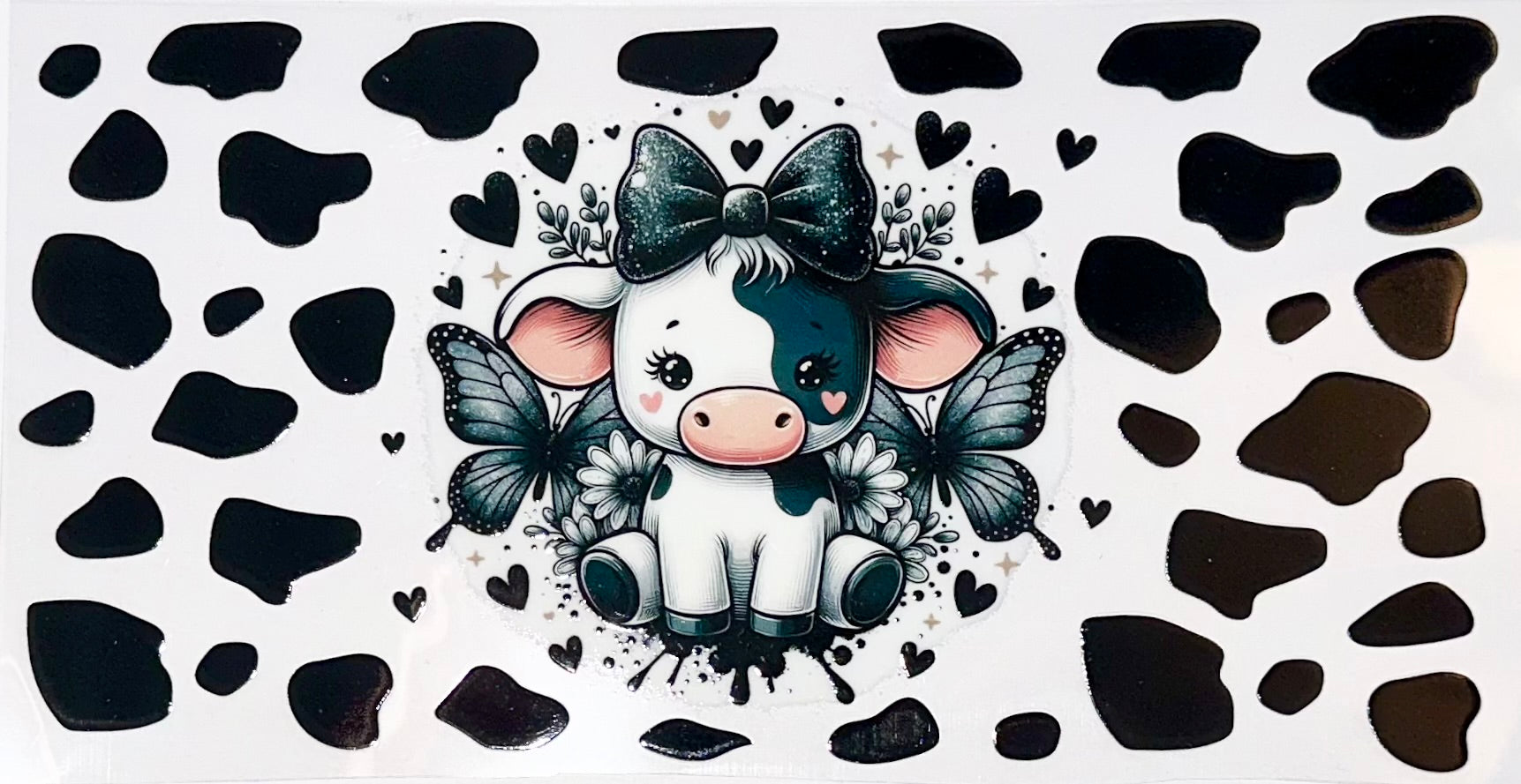 Black/White Cow w/Butterflies