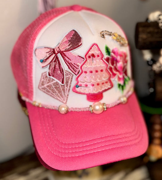 Boujee Trucker Hats~Pink Christmas