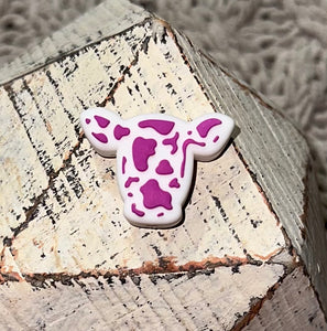 Ollie Cow Purple Cow Print Silicone Focal Bead