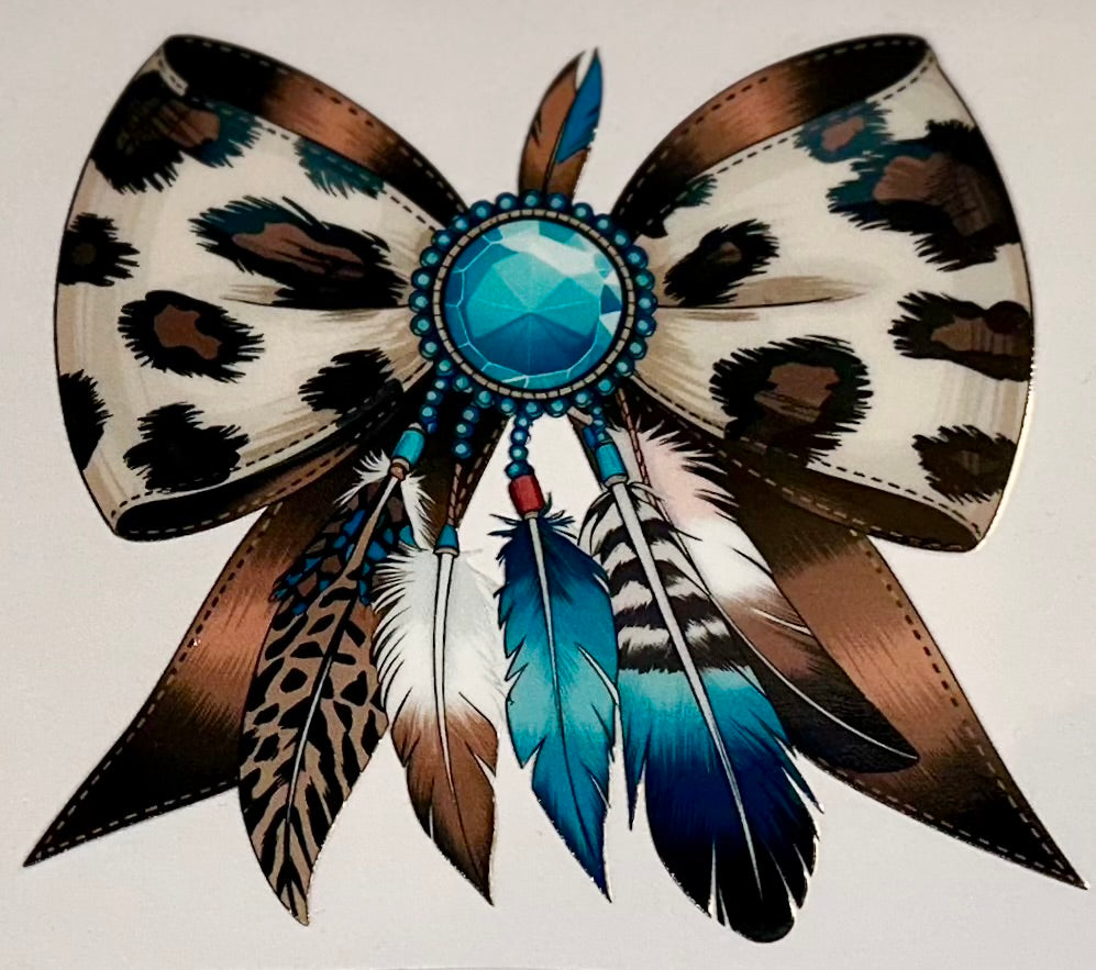 Cheetah Bow with Feathers