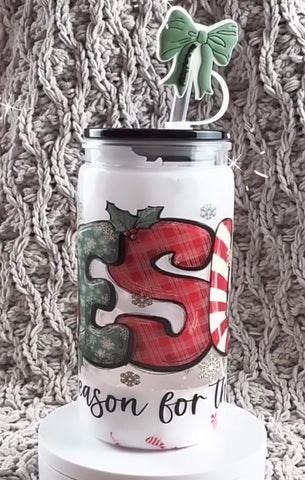 16 oz. LAVA LAMP Glass Can-Clear w/2 Lids, Straw Charm  and Straw