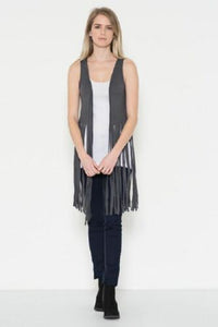 Flirtatious Fringe Gray Vest