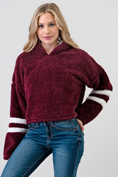 Merlot Secret Heart Sherpa Fleece Hoodie