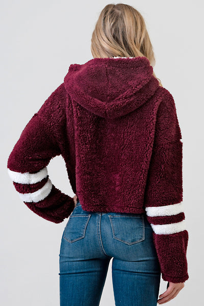 Merlot Secret Heart Sherpa Fleece Hoodie