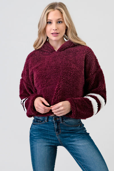 Merlot Secret Heart Sherpa Fleece Hoodie