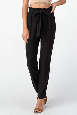 Sweetheart Kisses Front Tie Black Pants