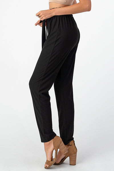 Sweetheart Kisses Front Tie Black Pants