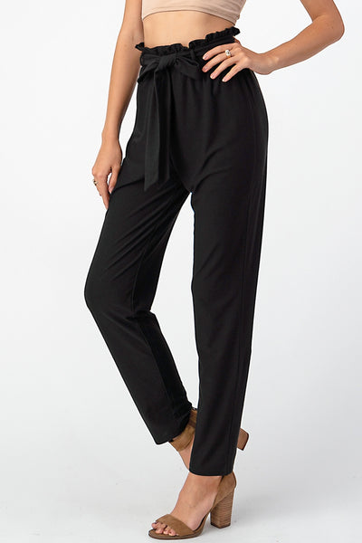 Sweetheart Kisses Front Tie Black Pants