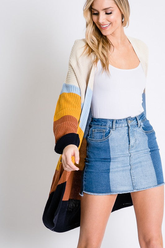 Taylor Two-Tone Denim Skirt