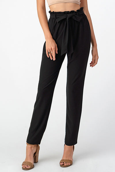 Sweetheart Kisses Front Tie Black Pants