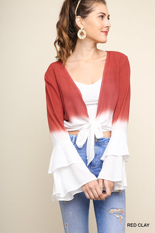 Bella Bell Sleeve Front Tie Top