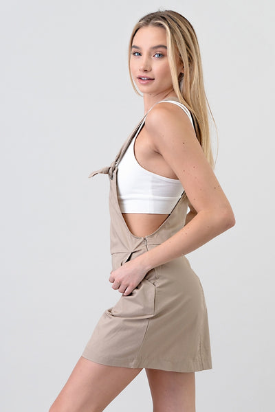 Call Me Cute Taupe Overall Dress
