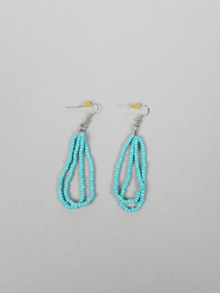 Turquoise Beaded Pierced Hook Dangle Earrings