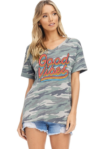 Good Vibes Camo Graphic Tee