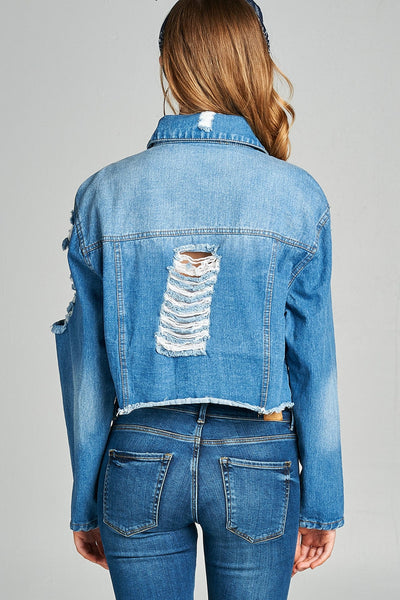 Hello Weekend Distressed Denim Jacket