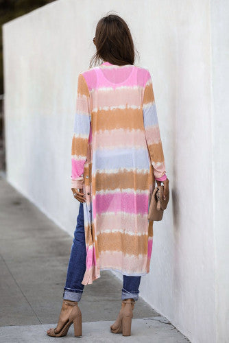 Downtown Stroll Striped Tie-Dye Cardigan