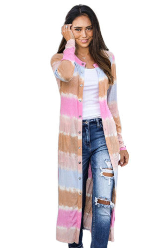 Downtown Stroll Striped Tie-Dye Cardigan