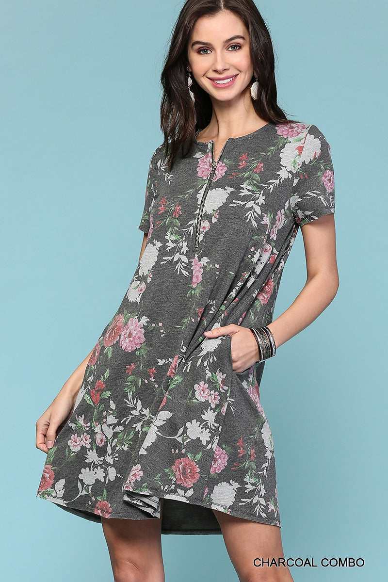 Midnight Floral Pocket Dress