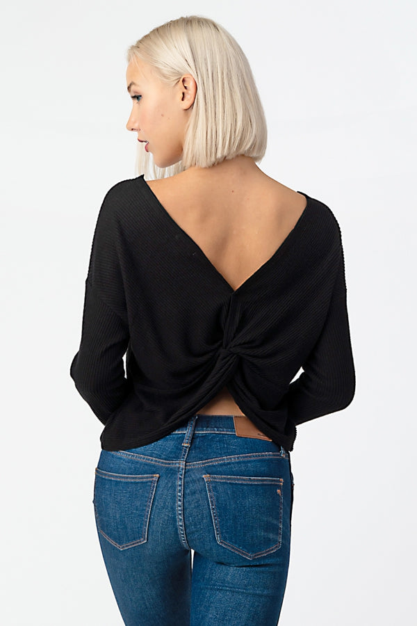 Need It To Be Black Twist Back Top