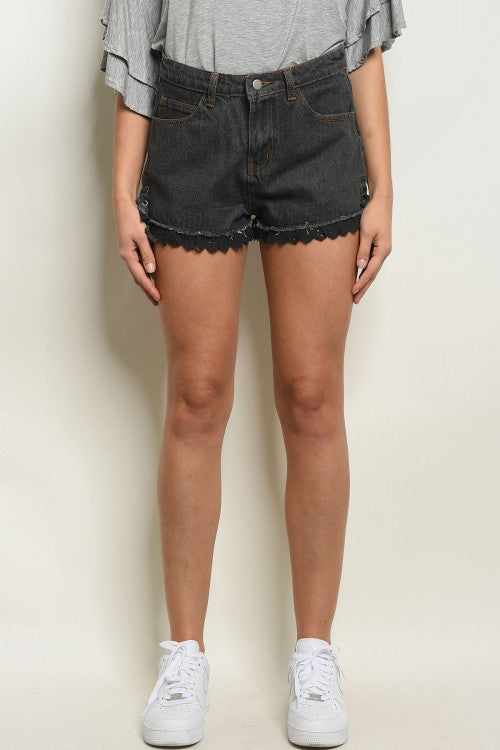 Priscilla Black Denim Shorts