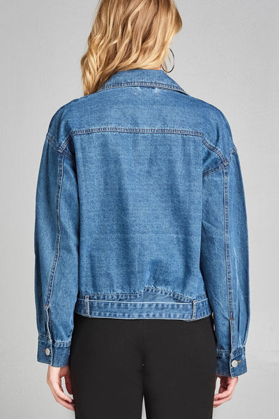 Wind Down Side Zipper Denim Jacket