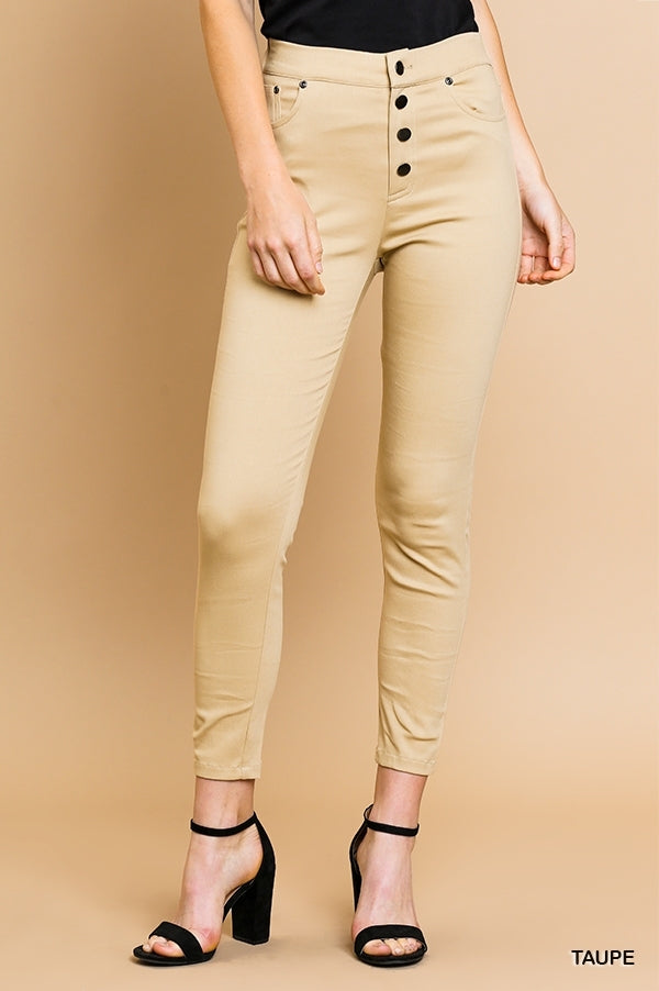 True Finesse High Waisted Skinny Button Front Pants