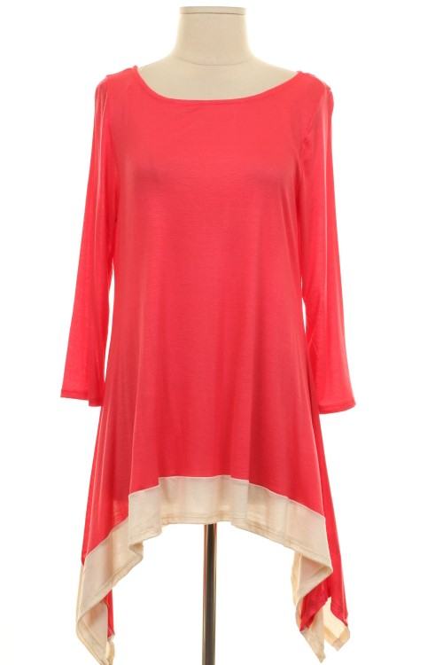 Walk in the Park Coral Asymmetric Tunic