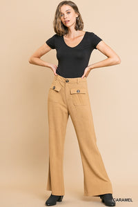 Sidewalk Stroll Linen Blend Pants with Front Pockets